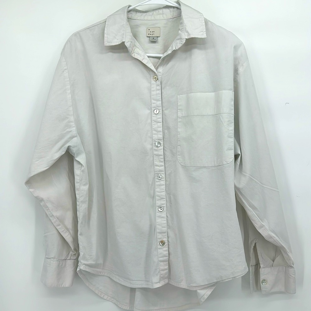 White Button Down Long Sleeve Shirt